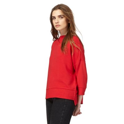 Red Herring Red funnel neck textured jumper